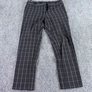 Amanda + Chelsea Dress Pants Women 4 Black White Windowpane Grid Stretch Work